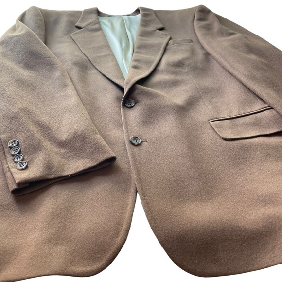 Oscar De La Renta Suit Blazer Jacket Wool Cashmere Brown Size 44L Business - Picture 5 of 12